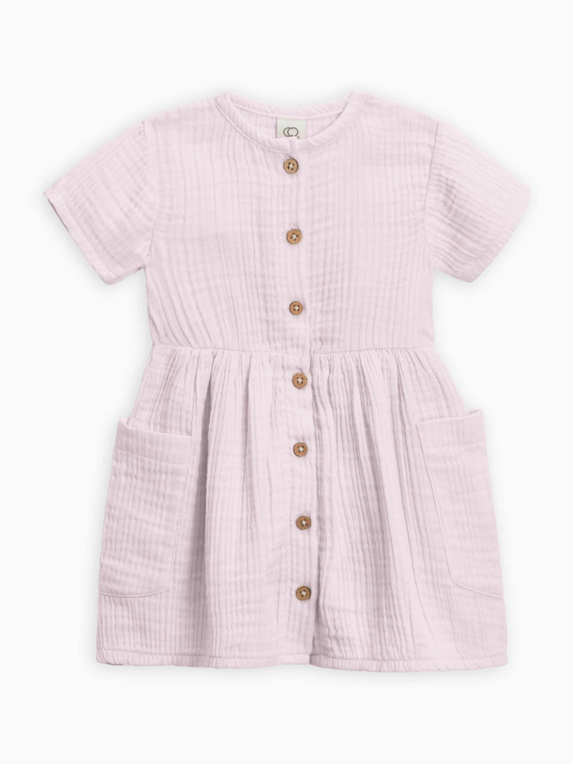Colored Organics Baby (0-24m) Mabel Muslin Button Dress 4 Colored Organics Baby (0-24m) Mabel Muslin Button Dress