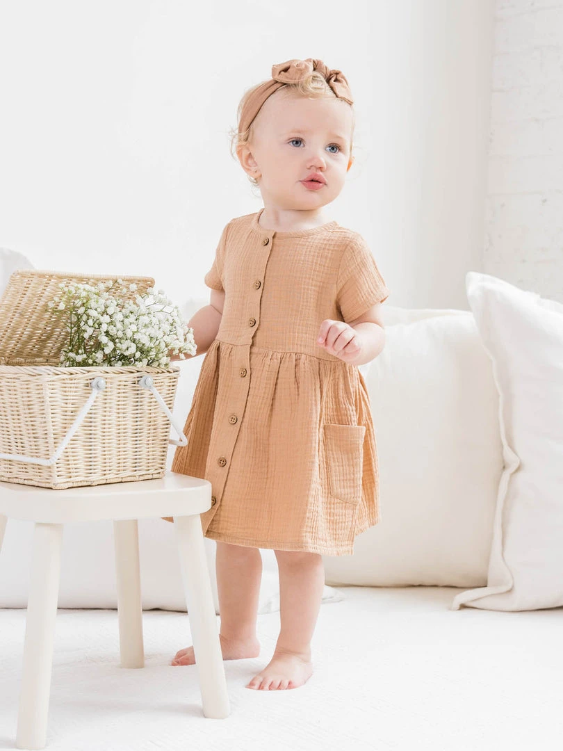 Colored Organics Baby (0-24m) Mabel Muslin Button Dress 6 Colored Organics Baby (0-24m) Mabel Muslin Button Dress