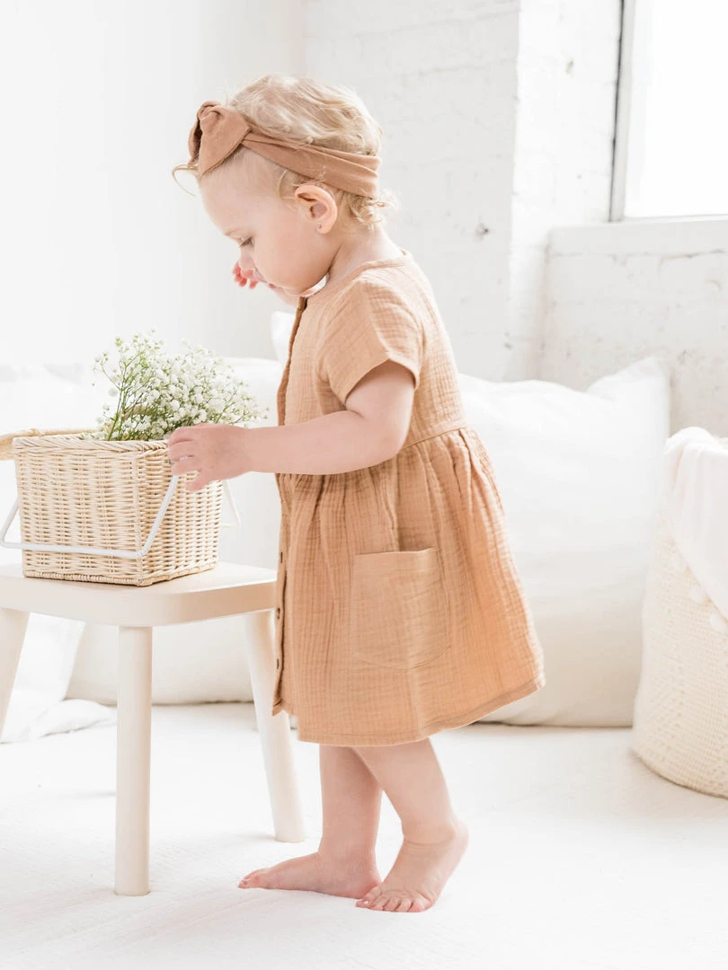 Colored Organics Baby (0-24m) Mabel Muslin Button Dress 8 Colored Organics Baby (0-24m) Mabel Muslin Button Dress