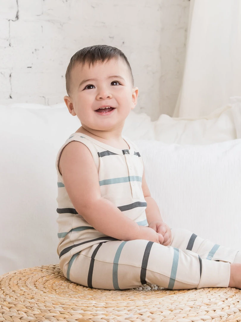 Colored Organics Henley Tank Romper Baby (0-24m) 3 Colored Organics Henley Tank Romper Baby (0-24m)