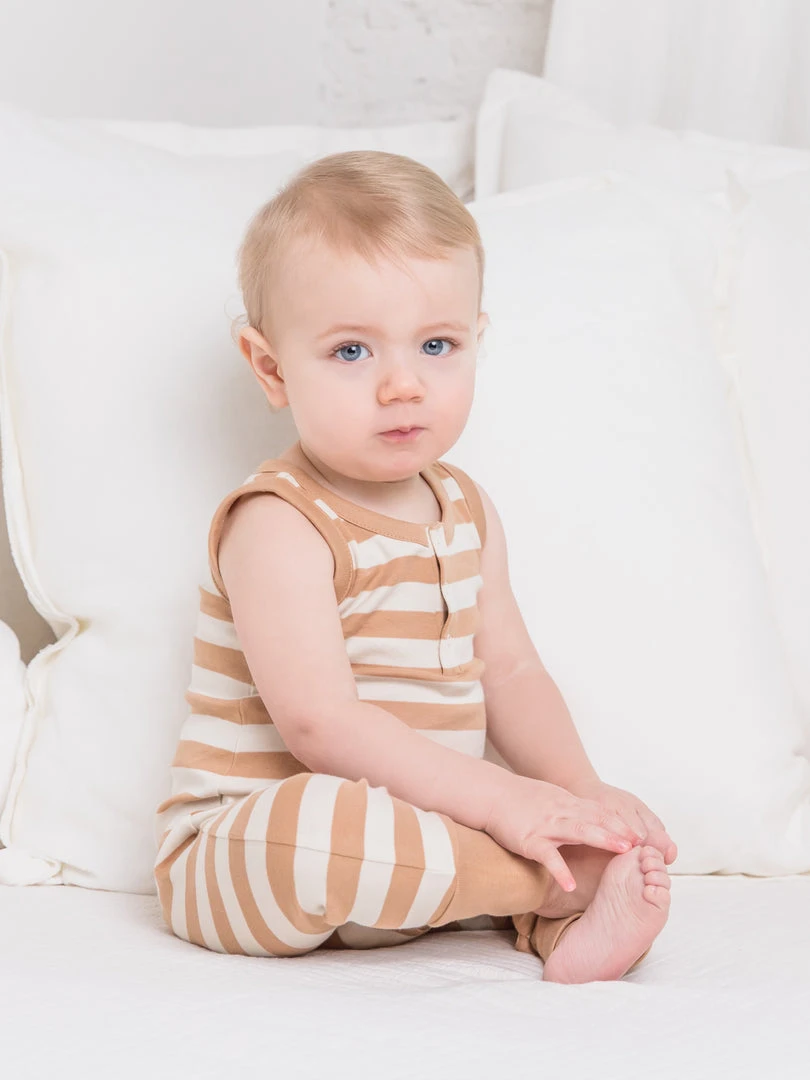 Colored Organics Henley Tank Romper Baby (0-24m) 6 Colored Organics Henley Tank Romper Baby (0-24m)