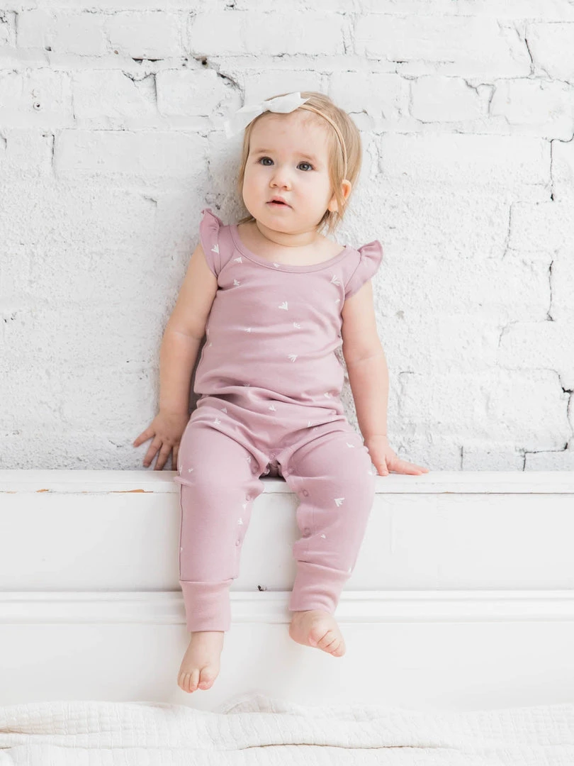 Colored Organics Flutter Sleeve Romper 6 Colored Organics Flutter Sleeve Romper