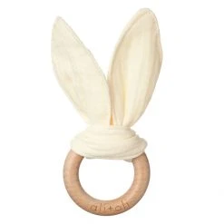 Ali + Oli Crinkle Bunny Ears Wooden Teether Baby (0-24m)