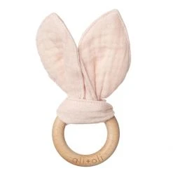 Ali + Oli Crinkle Bunny Ears Wooden Teether Baby (0-24m)