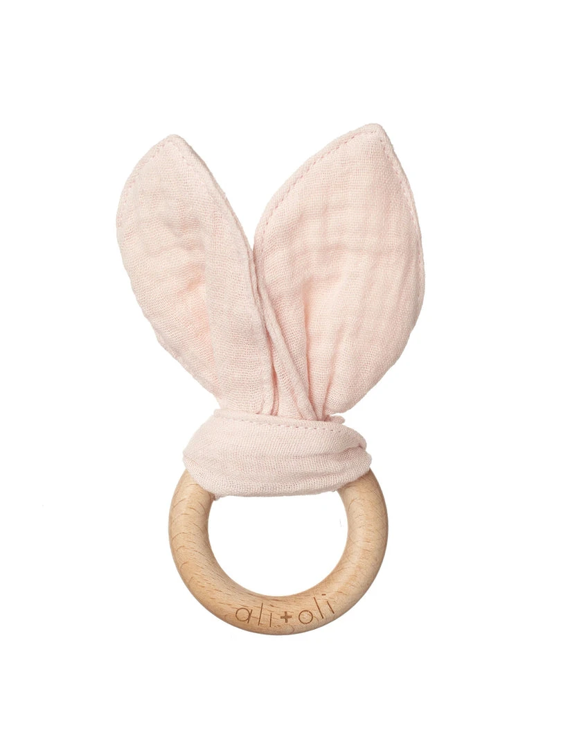 Ali + Oli Crinkle Bunny Ears Wooden Teether Baby (0-24m) 4 Ali + Oli Crinkle Bunny Ears Wooden Teether Baby (0-24m)