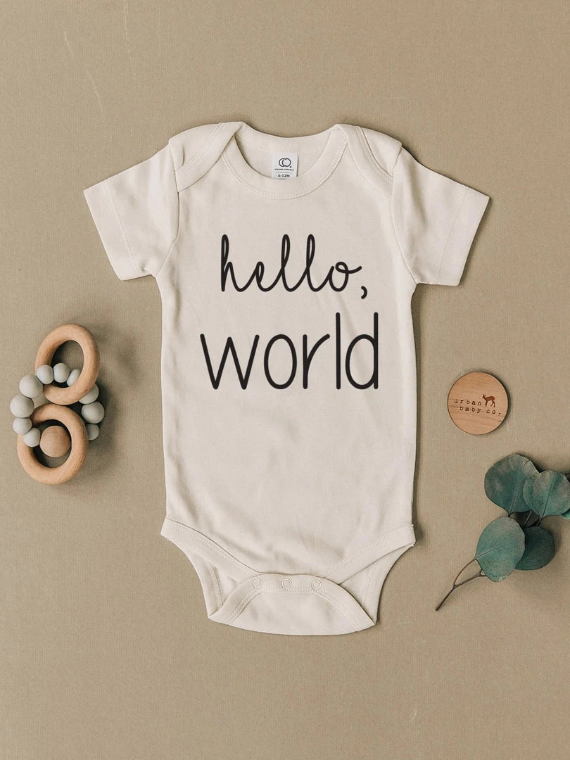 Urban Baby Co. Hello, World Short Sleeve Bodysuit Baby (0-24m) 3 Urban Baby Co. Hello, World Short Sleeve Bodysuit Baby (0-24m)