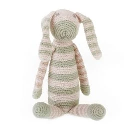 Pebble Organic Stripey Bunny Rattle