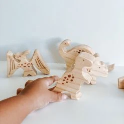 Kaspi Land Wooden Baby Dinosaurs Stacking Set