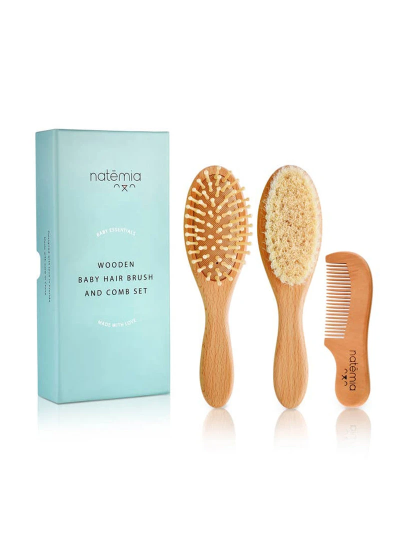 Natemia Wooden Hair Brush Set Baby (0-24m) 3 Natemia Wooden Hair Brush Set Baby (0-24m)