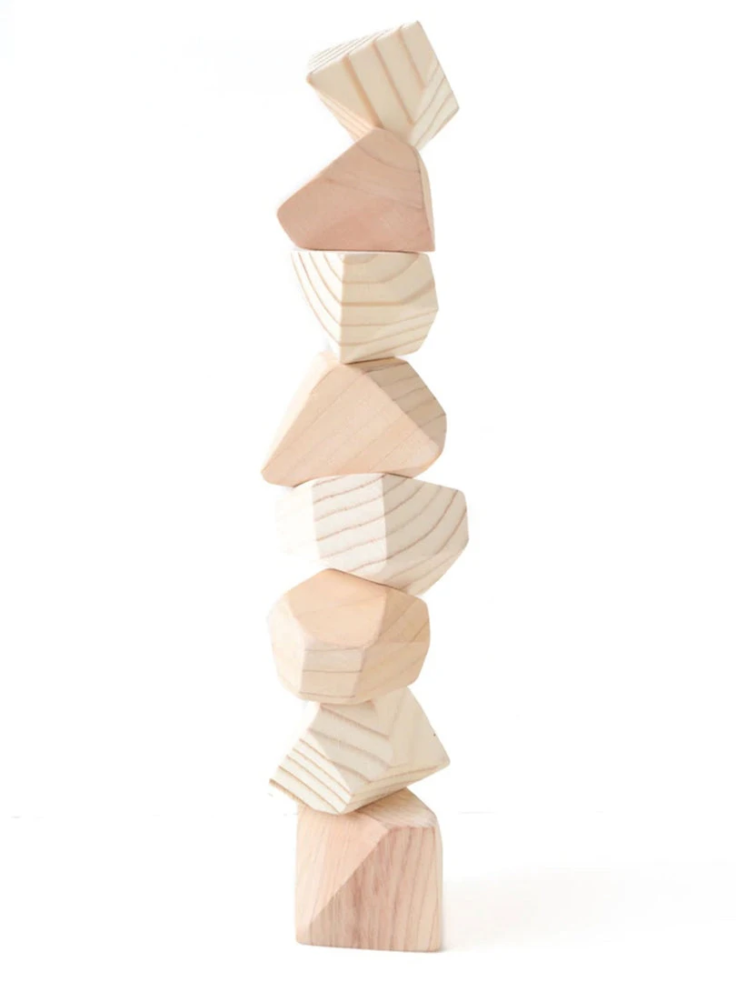 Rock Blocks Wooden Stacking Rocks Baby (0-24m) 5 Rock Blocks Wooden Stacking Rocks Baby (0-24m)