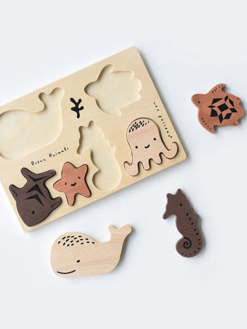 Wee Gallery Ocean Animals Wooden Tray Puzzle Baby (0-24m) 4 Wee Gallery Ocean Animals Wooden Tray Puzzle Baby (0-24m)