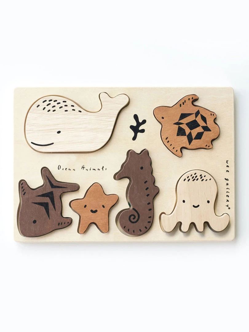 Wee Gallery Ocean Animals Wooden Tray Puzzle Baby (0-24m) 3 Wee Gallery Ocean Animals Wooden Tray Puzzle Baby (0-24m)